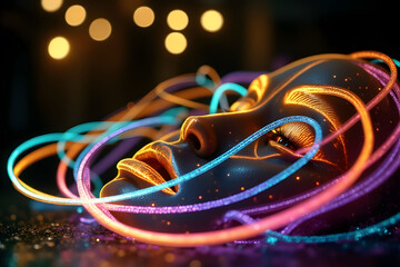 Abstract Woman with Neon Lights