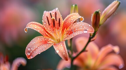 Wall Mural - A Dew-Covered Lily