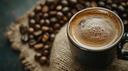 Wall Mural - Dark and Robust French Roast Coffee Delightfully Served in a Cup
