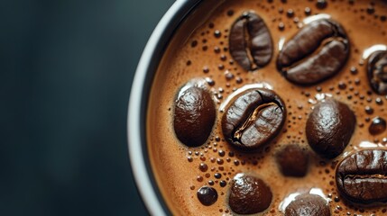 Wall Mural - Dark and Robust French Roast Coffee: Close-up Shot of Aromatic Coffee Blend in a Cup