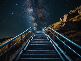 Wall Mural - Endless Staircase Ascending Into a Starry Expanse.