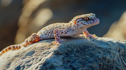 Poster - Leopard Gecko on a Rock