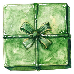 Poster - PNG Green gift box watercolor illustration