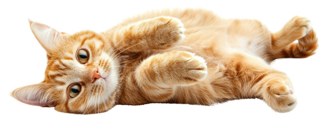 Sticker - PNG Playful ginger cat lying down