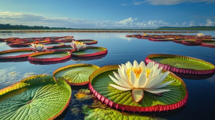 Wall Mural - Giant Water Lily Pads in a Tranquil Lagoon