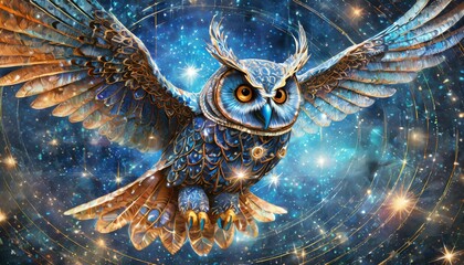 Wall Mural - owl in the night