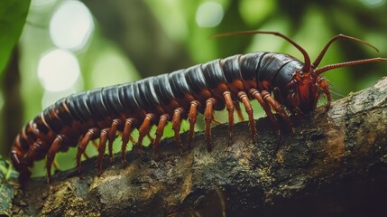 Poster - Close-up of a Millipede on a Branch