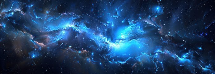 Canvas Print - Cosmic Nebula in Blue Hues