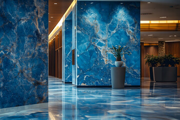 Wall Mural - Modern interior with blue marble walls