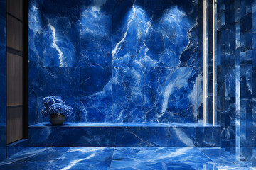 Wall Mural - Modern interior with blue marble walls