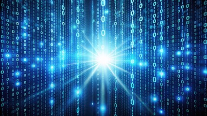 Fototapete - Binary code technology background with glowing digital data, binary, code, technology, background, glowing, digital