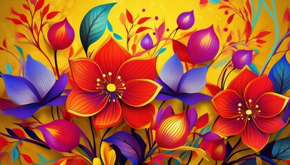 Wall Mural - flowers background