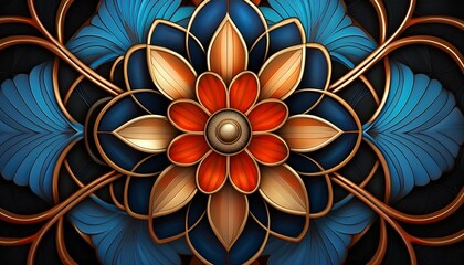 Sticker - abstract fractal background with flowers