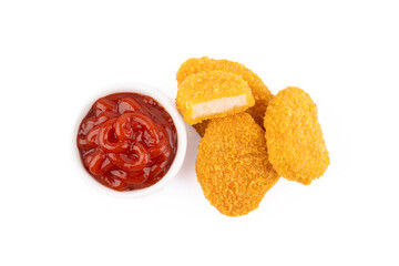 Wall Mural - Chicken nuggets on white background