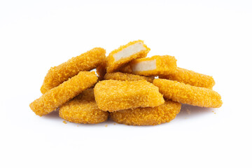 Wall Mural - Chicken nuggets on white background