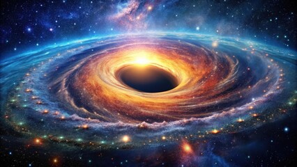 Wall Mural - spiral galaxy with bright stars and mysterious black hole , astronomy, space, cosmic, galactic, univ