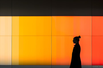 Silhouette of a Woman Against a Rainbow Wall – Vibrant Colours and Artistic Expression