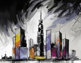 Poster - night city skyline