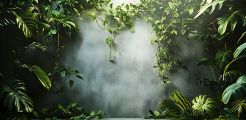 Wall Mural - Tropical plants and trees are set in a textural setting in the interior