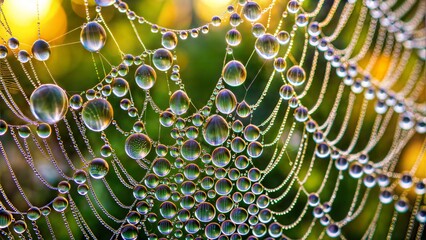 a close up macro shot of morning dew on a spider.