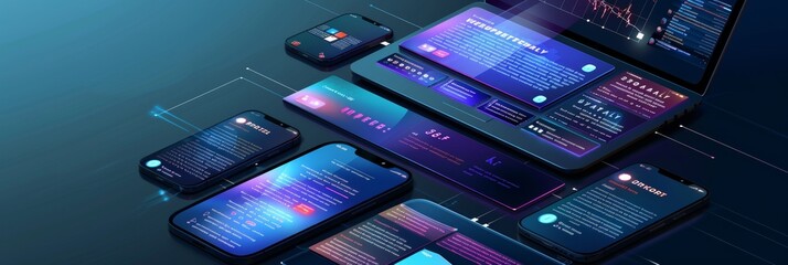 Wall Mural - cross-platform development: websites & apps for laptop compatibility