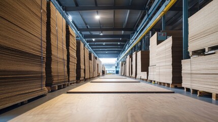 Wall Mural - Plywood Storage in a Warehouse