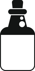 Sticker - Minimalist vector illustration of a glass bottle with bubbles, ideal for representing concepts related to beverages, potions, or containers