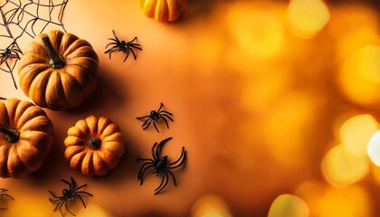 eerie halloween pumpkins and spiders