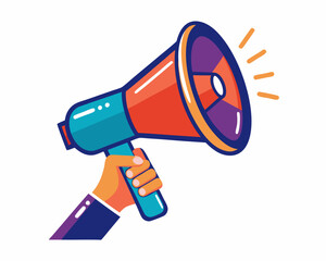 Hand Holding megaphone vector icon, Announcing hand mike illustration on white background