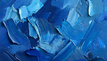 Poster - abstract blue oil paint texture on canvas background generative ai