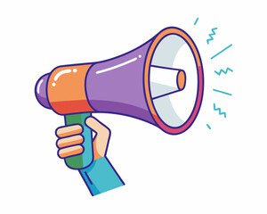 Hand Holding megaphone vector icon, Announcing hand mike illustration on white background