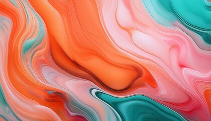 Sticker - vibrant abstract artwork featuring fluid waves of orange pink and teal perfect for creative projects and modern decor