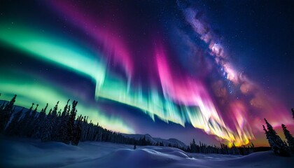 Wall Mural - aurora borealis in motion colorful ribbons in the night sky