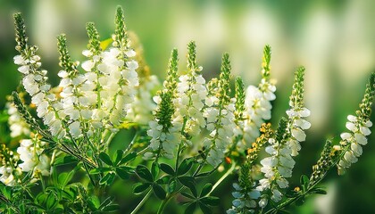 Wall Mural - melilotus albus honey clover white flowers closeup selective focus