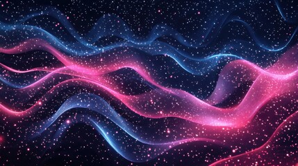 Poster - Abstract Wavy Background with Glowing Stars