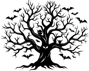 Halloween tree black  Silhouette illustration