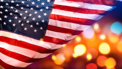 waving american flag with stars and stripes symbolizing patriotism freedom and national pride on a bright colorful background