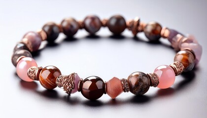 mineral bracelet bracelet jewelry made of different types of round gemstone beads cracked crystal pink tiger eye