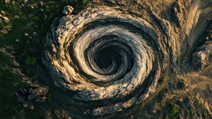 Sticker - Aerial View of a Spiral-Shaped Rock Formation