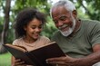 © Serhii - African American Photo Album: Father and Daughter Visiting Nursing Home, Looking at Family Photos