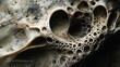 © nahlatun - Close-up of a porous rock with irregular holes and a textured surface, showcasing the erosion patterns and natural beauty of the Earth's geology.