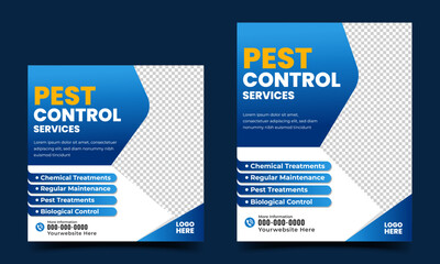 Wall Mural - set of clean, professional, and modern pest control services promotion social media post template
