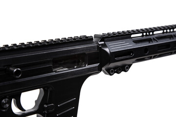 Wall Mural - A modern automatic carbine chambered for 9mm pistol caliber. Weapons for the police, army and special units. Isolate on a white back.