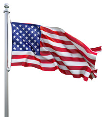 Sticker - PNG Waving American flag on pole