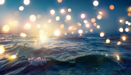 Wall Mural - lights on sea background waves