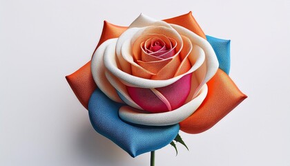 Wall Mural - bold minimalistic digital illustration of an american rose in vibrant colors on a white background created with generative ai