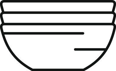 Sticker - Simple black and white line drawing of a stack of three clean empty soup bowls