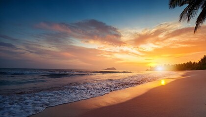 Wall Mural - beautiful bright sunset on a tropical paradise beach