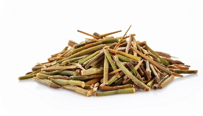 Wall Mural - pile of dried field horsetail isolated on white background