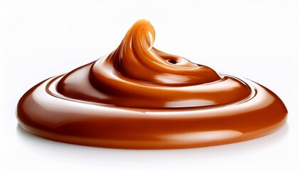 Wall Mural - close up of chocolate swirl on white background with some smooth lines in it liquid caramel close up